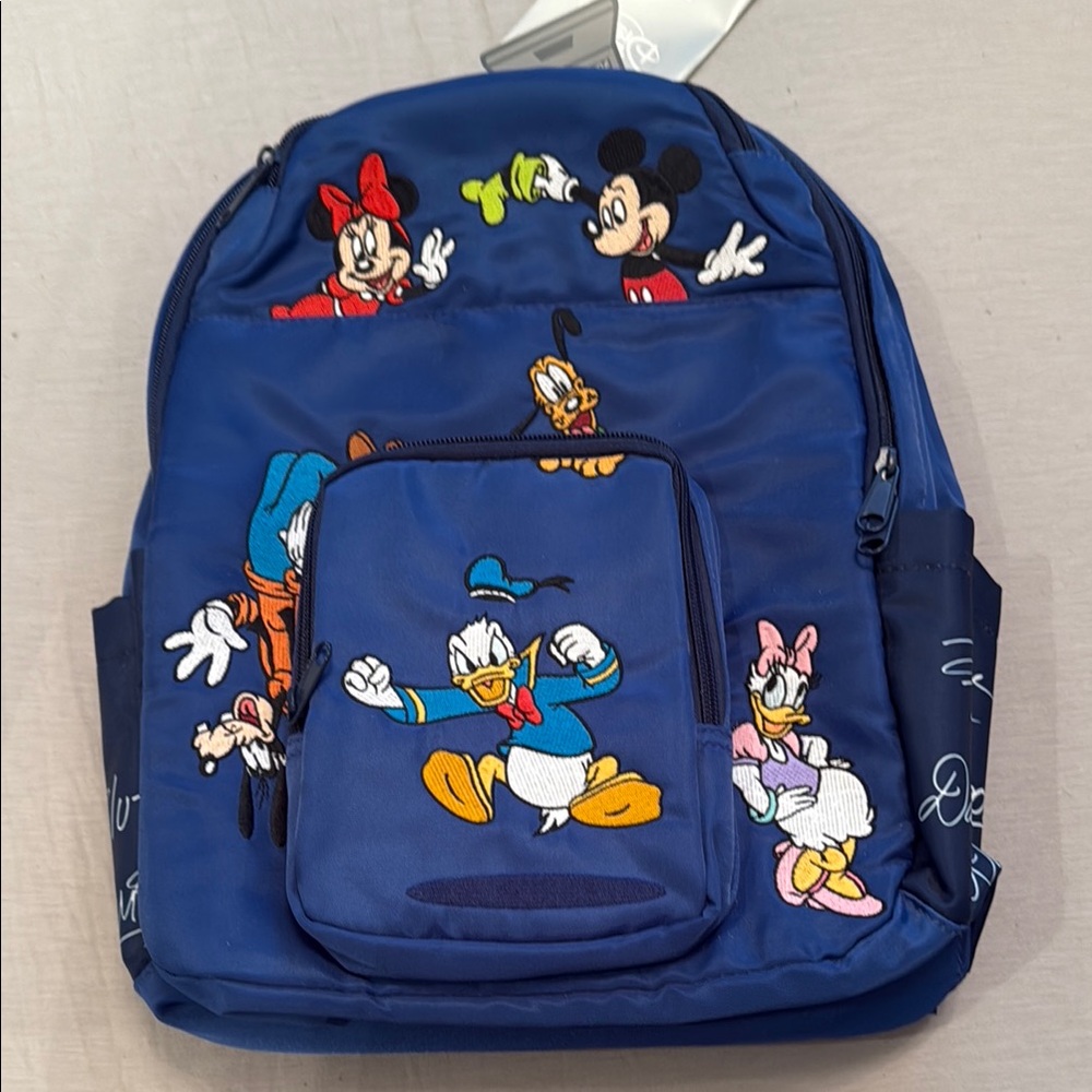 Disney Mickey and Friends Blue Character Embroidered Backpack